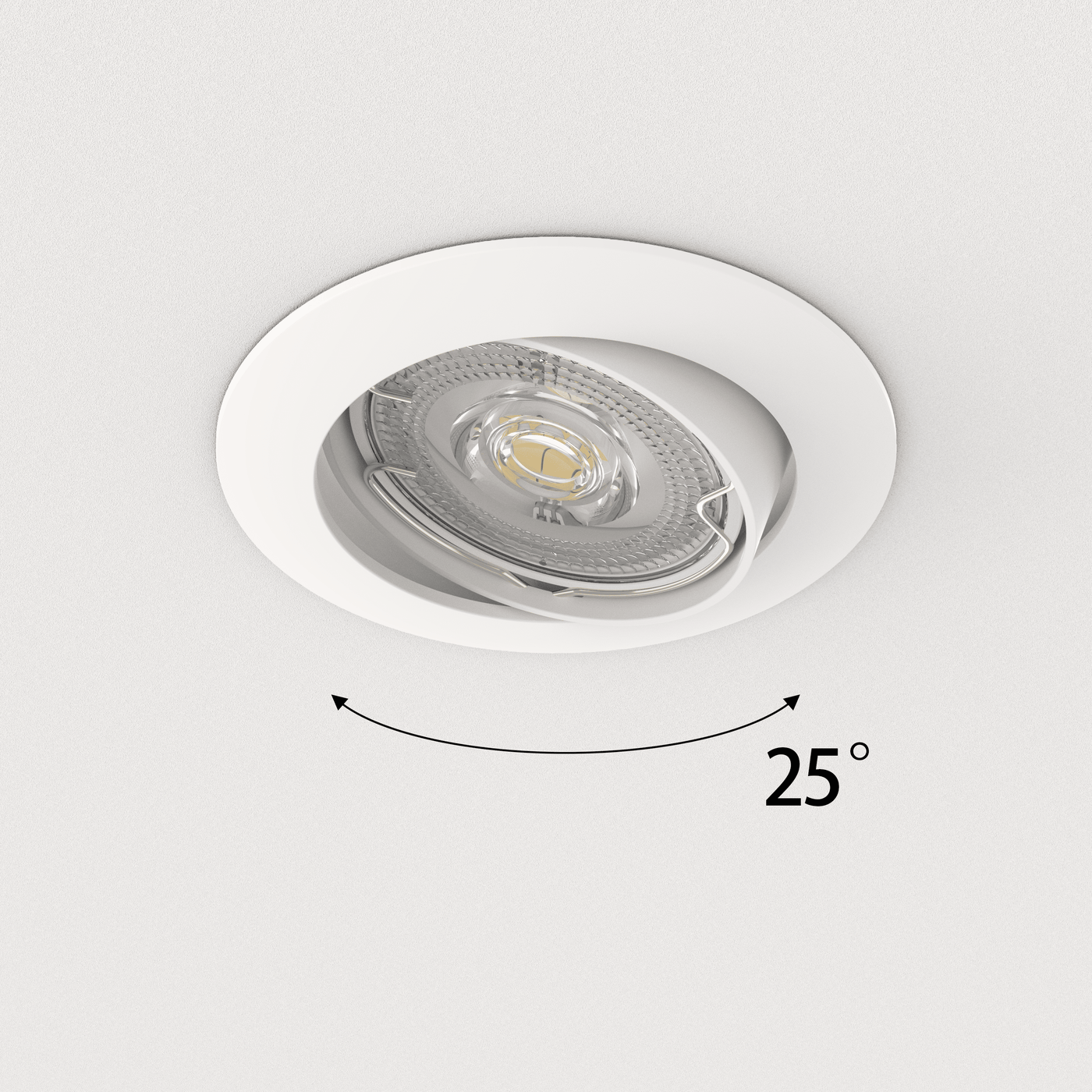Set of 10 Clane recessed spotlights, white aluminium, D8.2 cm, GU10=6W, natural light, adjustable