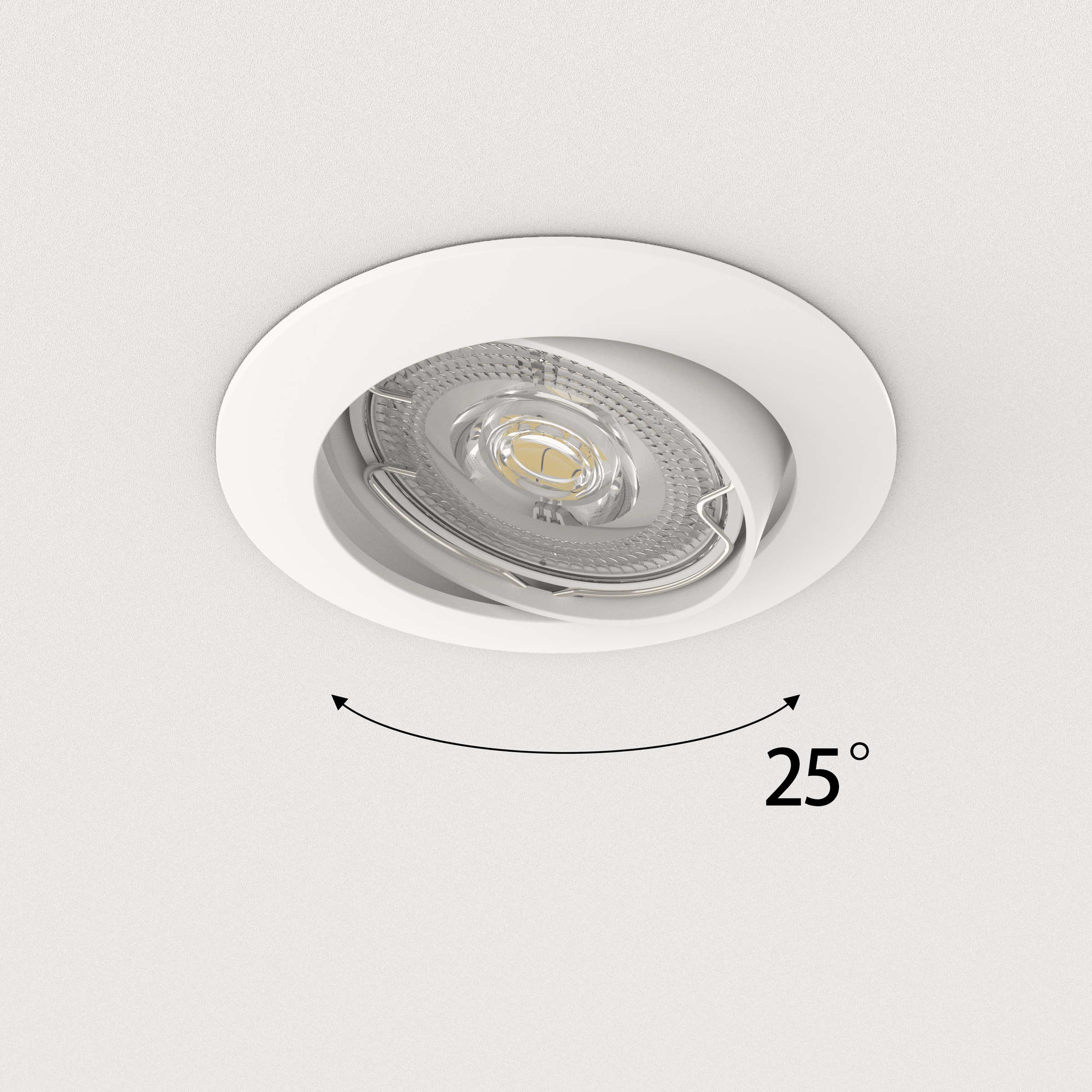 Set of 10 Clane recessed spotlights, white aluminium, D8.2 cm, GU10=6W, natural light, adjustable