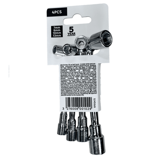 4-piece socket set: 7mm, 8mm, 10mm and 13mm