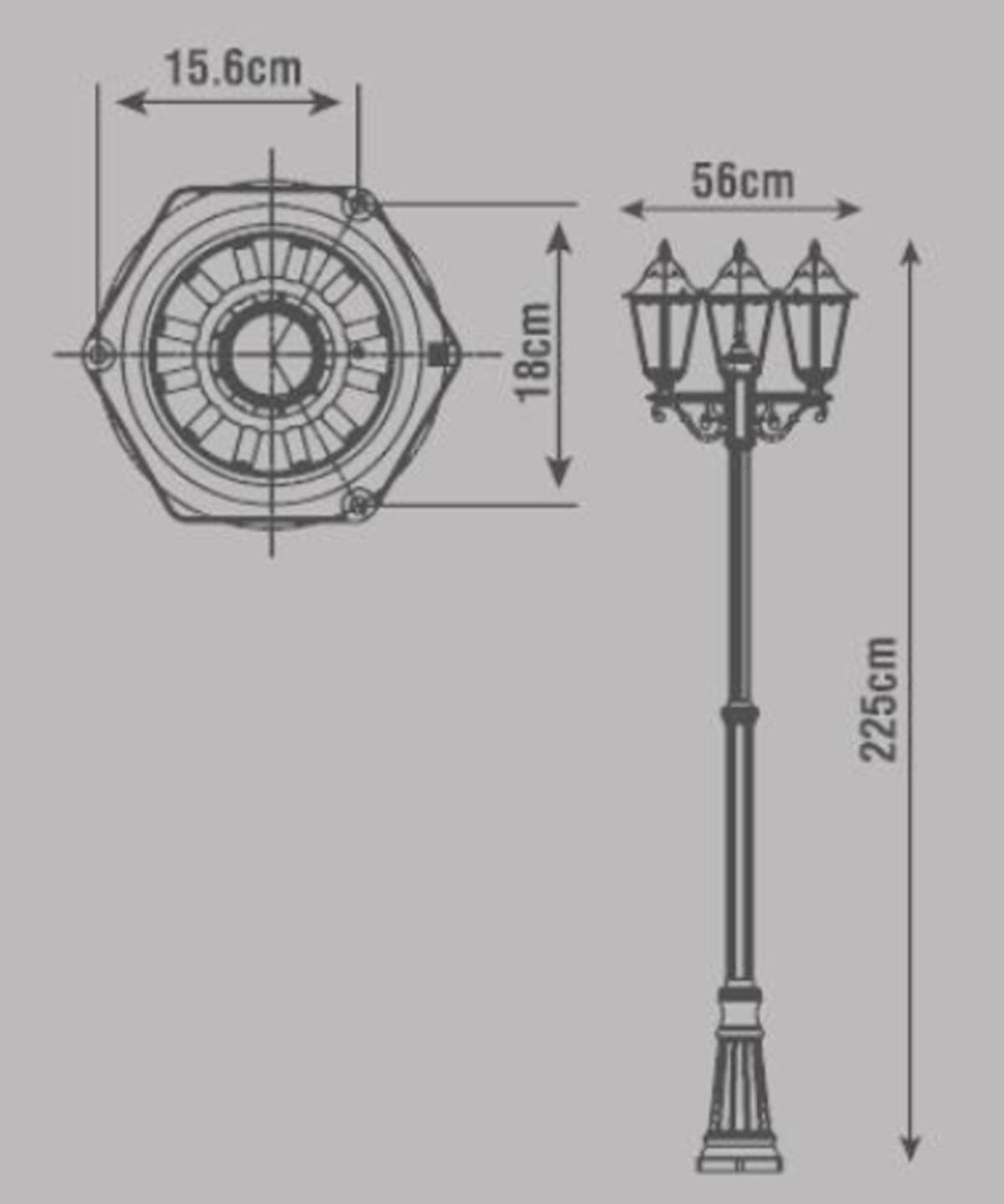 Bricocenter LAMPIONE MONZA ALLUMINIO NERO H225CM 3XE27=100W IP44