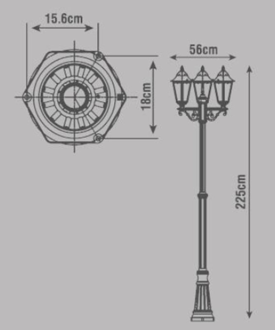 Bricocenter LAMPIONE MONZA ALLUMINIO NERO H225CM 3XE27=100W IP44