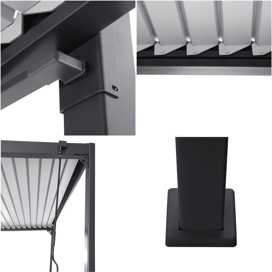 Odyssea bioclimatic aluminium lean-to pergola, 319 x 380.5 cm, anthracite, Naterial