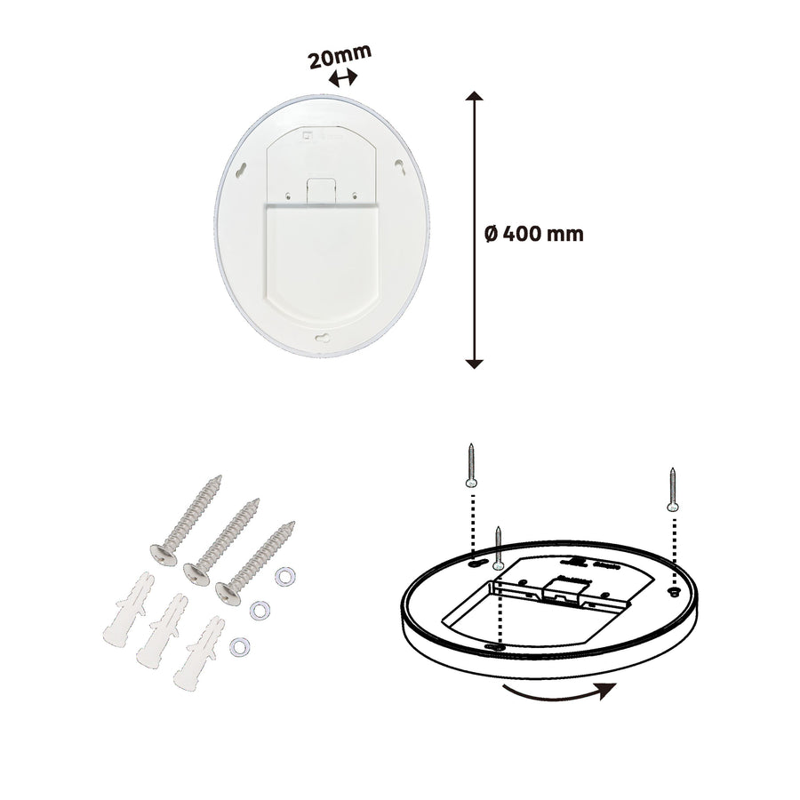 Sanoa white aluminium ceiling light, 30 x 2 cm, 28 W LED, dimmable colour temperature, IP44