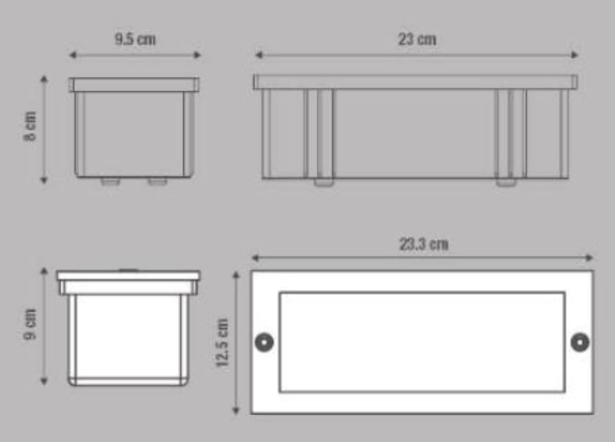 Bricocenter FARETTO INCASSO DOVER ALLUMINIO NERO 23x9.5x8 CM E27=40W IP44