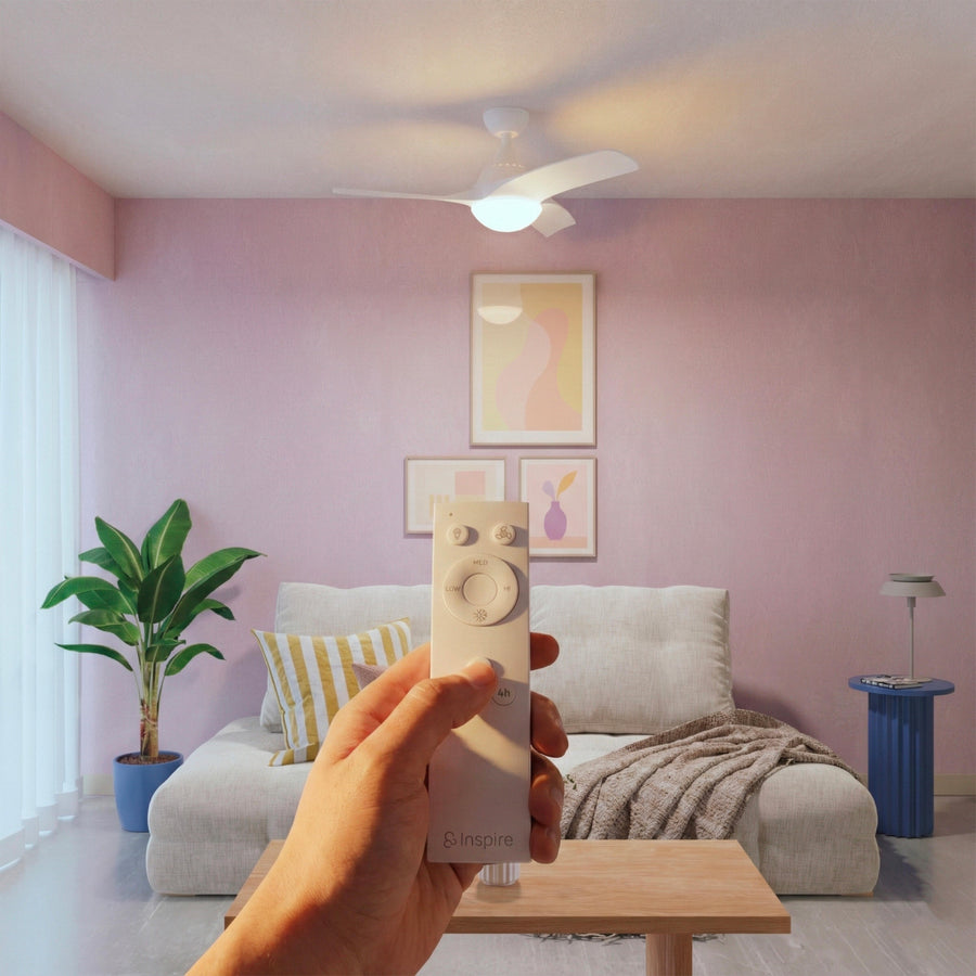 Ventilatore da soffitto aruba plastica bianco d112 2xe27=30w 3 pale