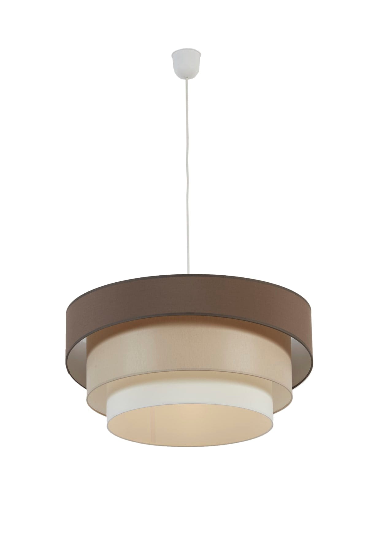 Bricocenter BEIGE AND BROWN FABRIC TRIPLE CYLINDER CHANDELIER D60 E27=60W