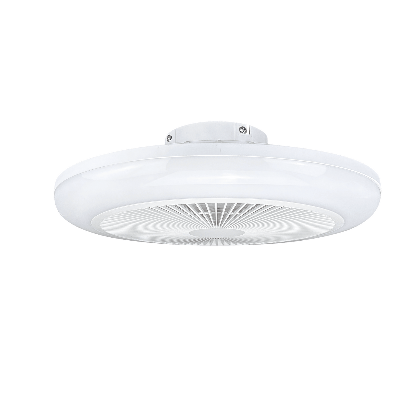 Patna ceiling light with fan, white plastic, D48 cm, LED 2300lm CCT dimmable RGBW