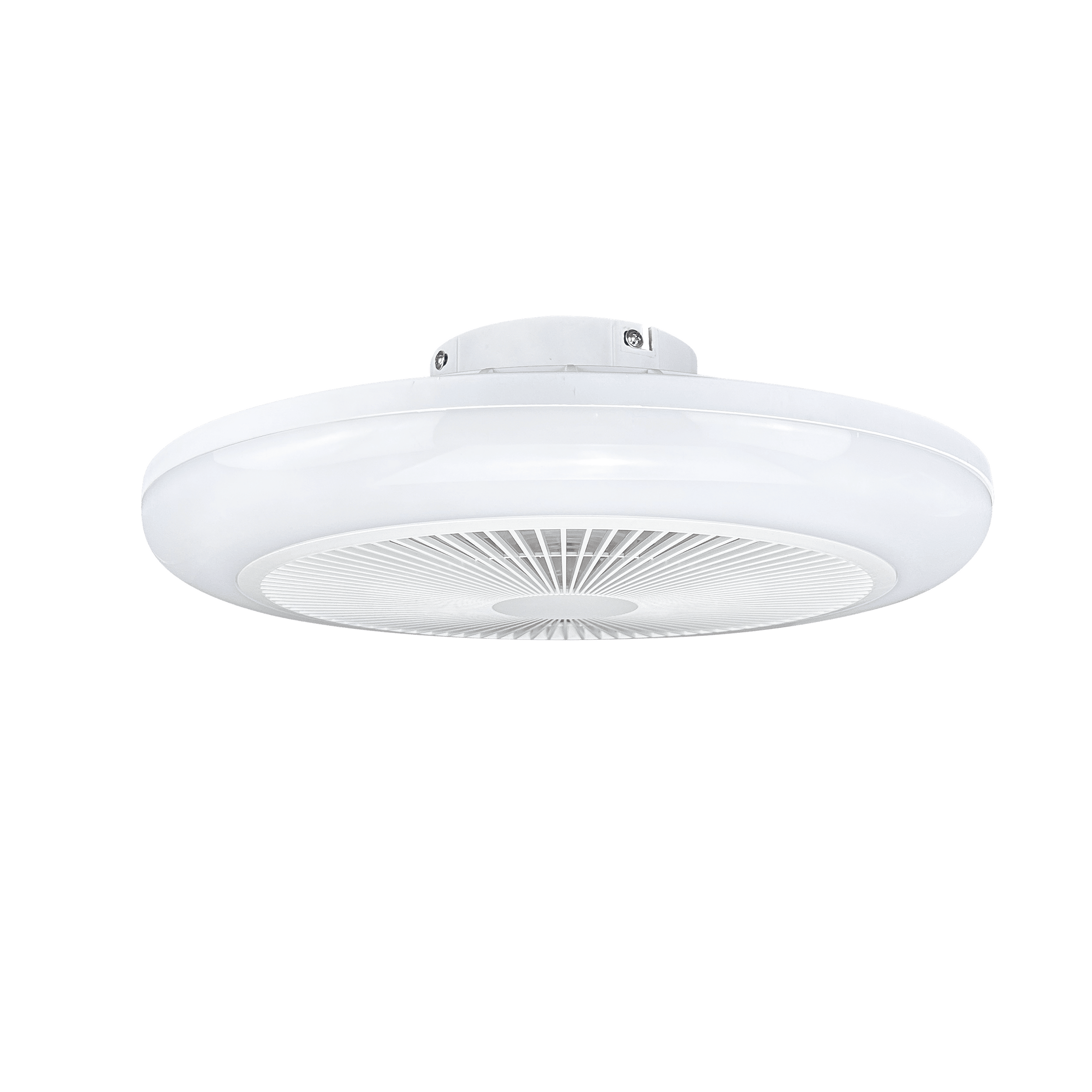 Patna ceiling light with fan, white plastic, D48 cm, LED 2300lm CCT dimmable RGBW