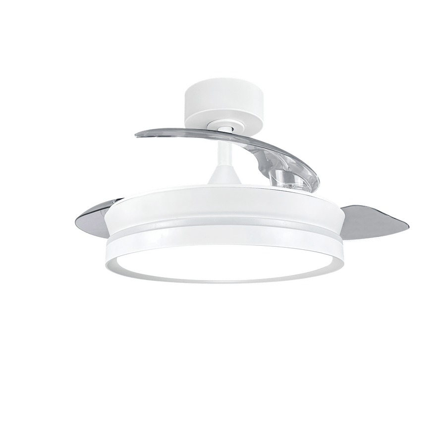 Plafoniera con ventilatore ipora acrilico bianco d91cm led 3000lm cctdim pale retrattili