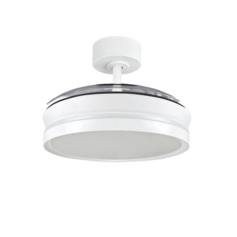 Plafoniera con ventilatore ipora acrilico bianco d91cm led 3000lm cctdim pale retrattili