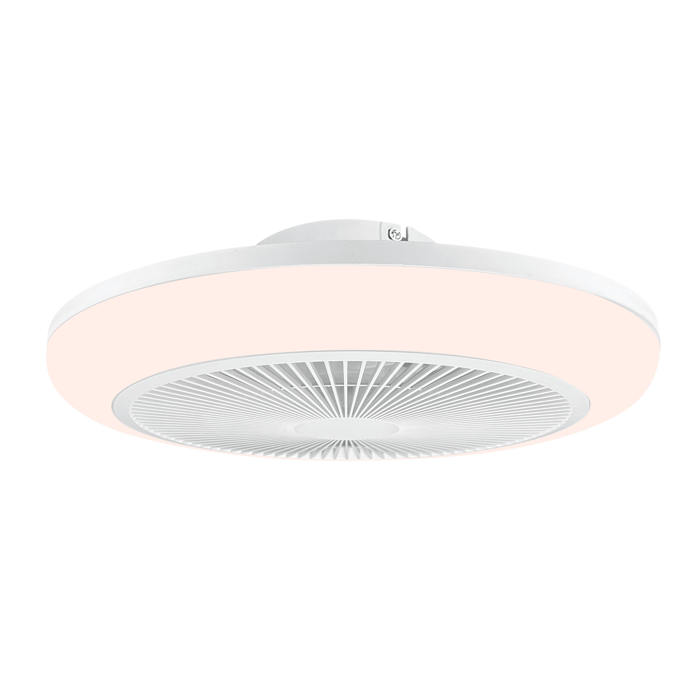 Patna ceiling light with fan, white plastic, D48 cm, LED 2300lm CCT dimmable RGBW
