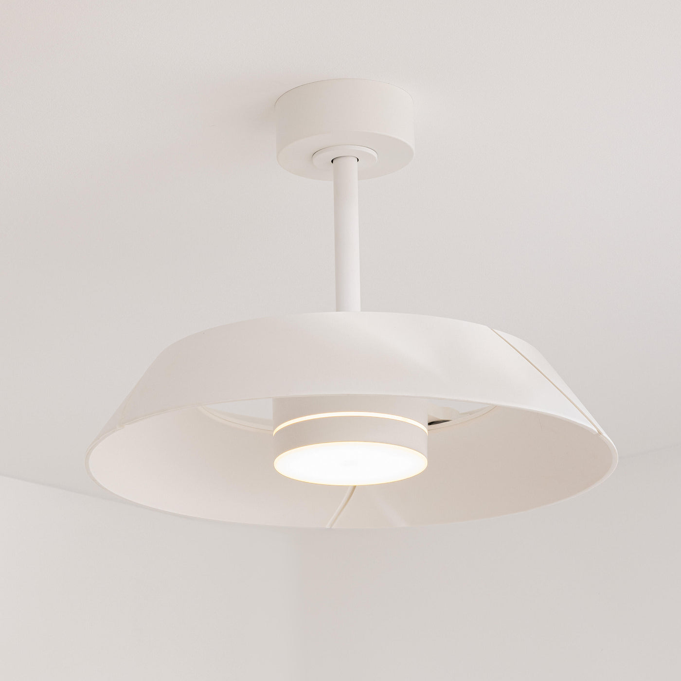 Cadix ceiling fan, white metal, D91 cm, LED 24W CCT dimmable, with retractable blades