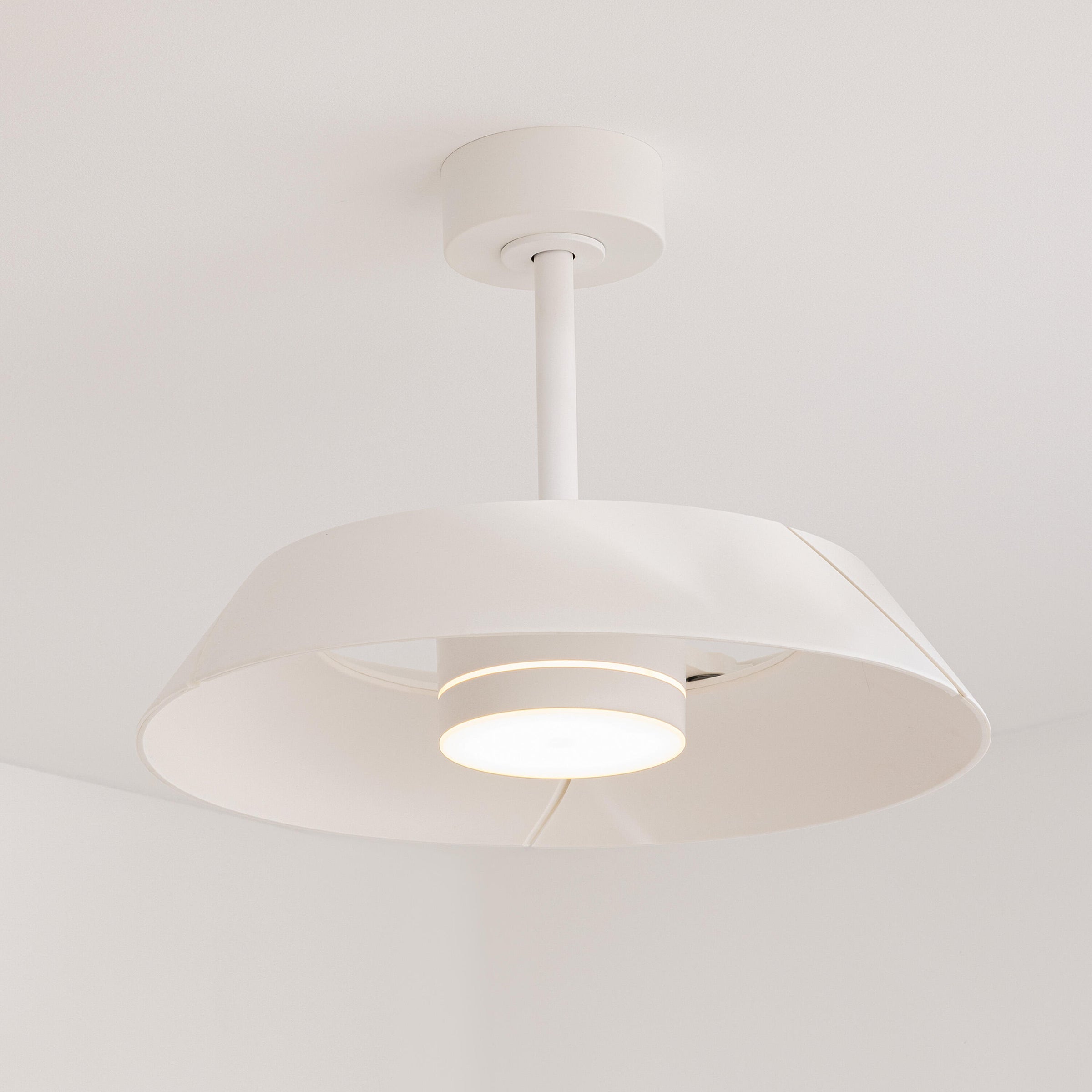 Cadix ceiling fan, white metal, D91 cm, LED 24W CCT dimmable, with retractable blades
