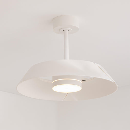 Cadix ceiling fan, white metal, D91 cm, LED 24W CCT dimmable, with retractable blades