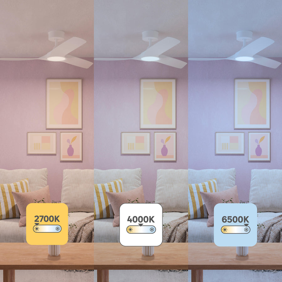 Ventilatore da soffito aruba plus plastica bianco d112 led 18w  4 pale cct dimmerabile