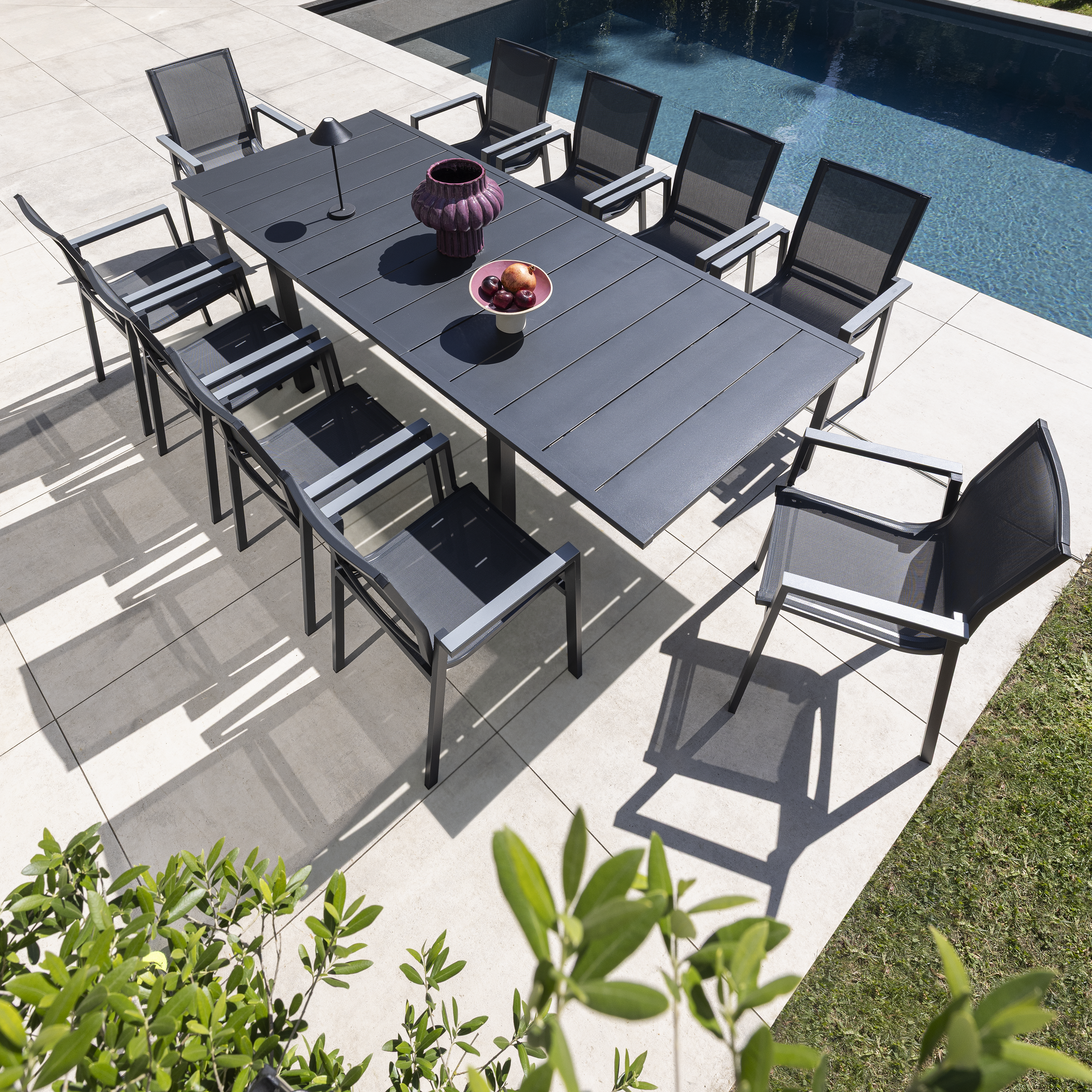 Odyssea table 188/244 x 100, all-aluminium, anthracite, Naterial