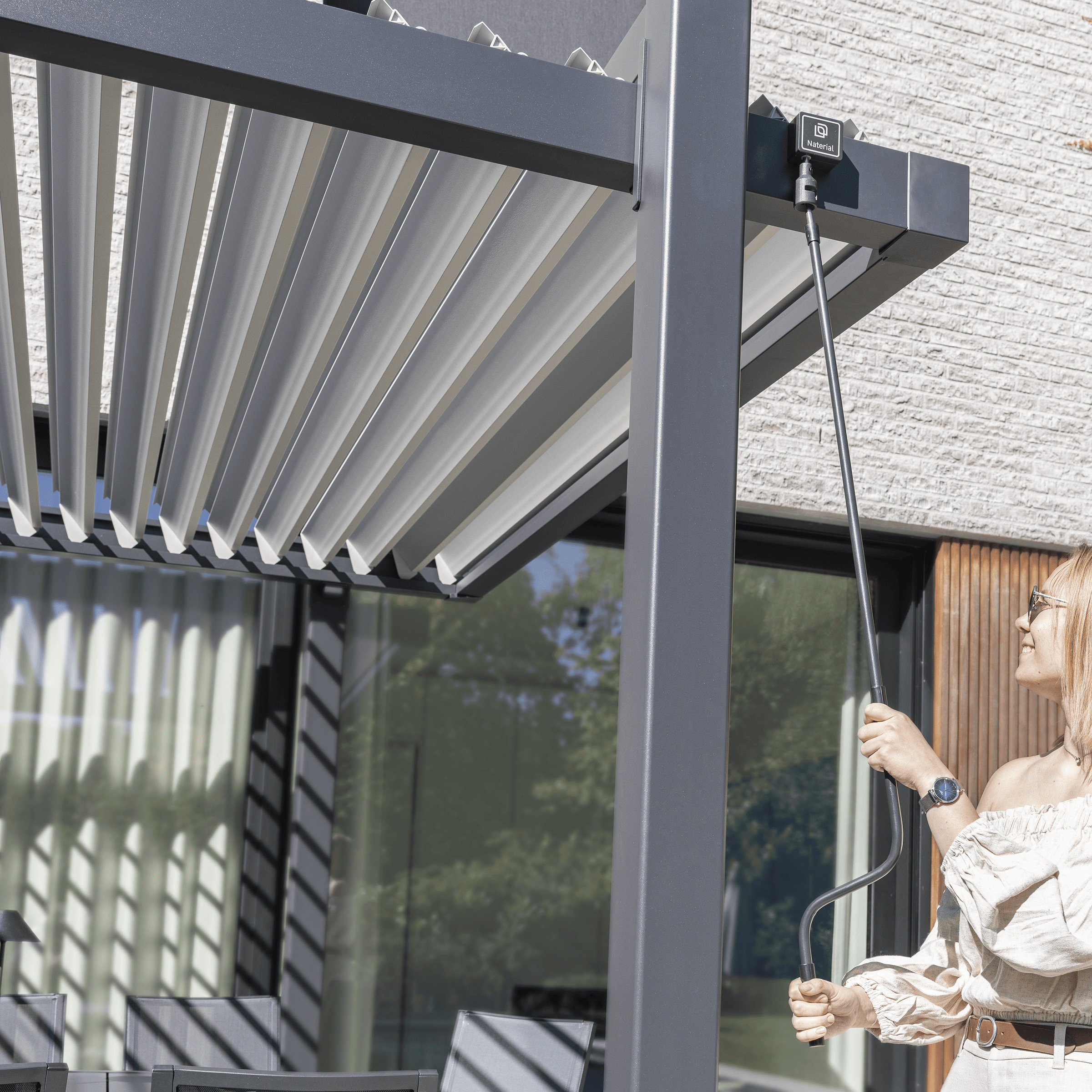 Clima Odyssea bioclimatic aluminium pergola, 320 x 358.5 cm, anthracite, Naterial