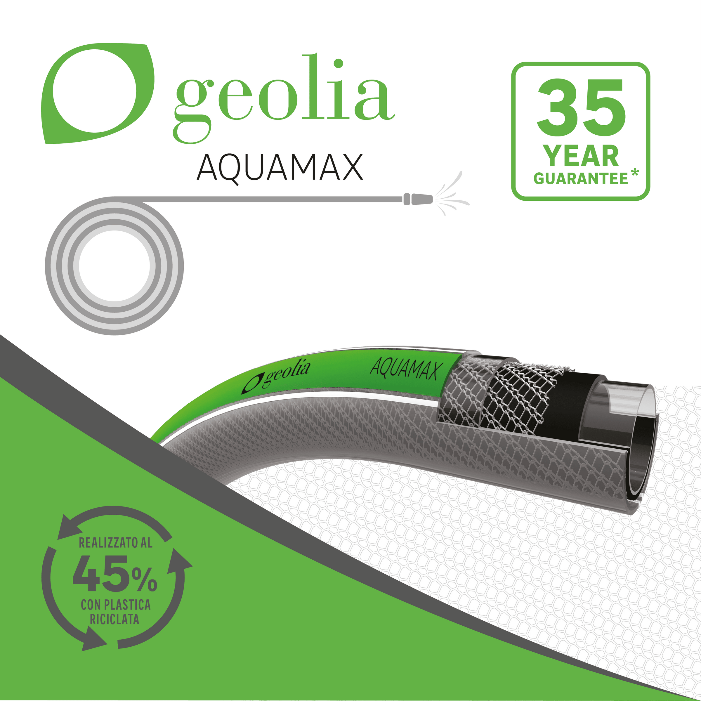 Tubo irrigazione aquamax diam. 15mm 25mt+ 5mt omaggio geolia