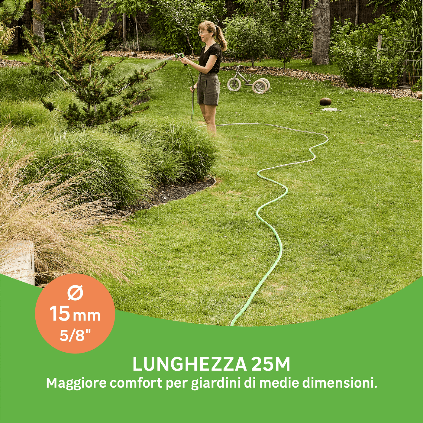 Aqualis watering hose, 15 mm diameter, 25 m + 5 m free Geolia