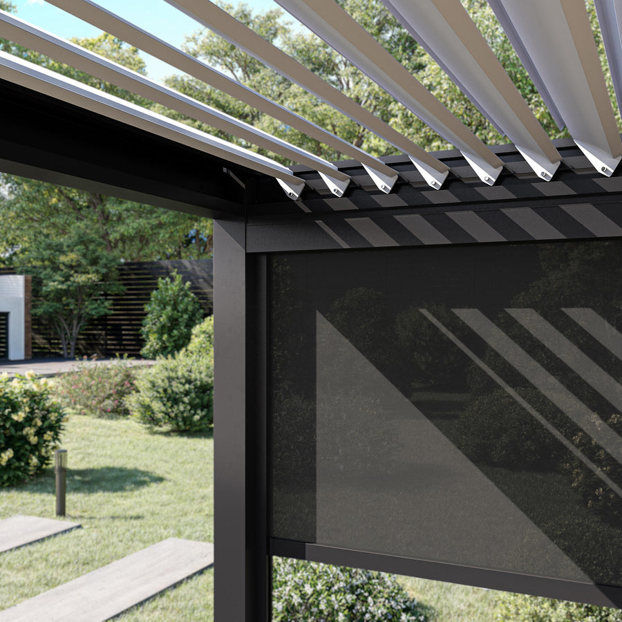 4-metre-wide anthracite-coloured Clima Astra pergola awning
