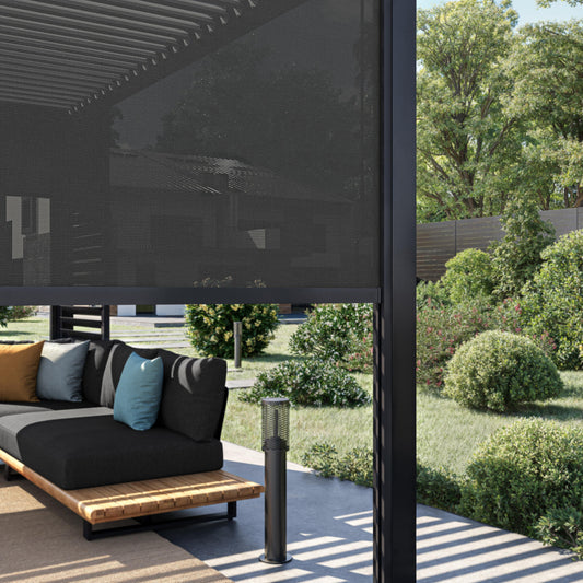 3-metre-wide anthracite-coloured Clima Astra pergola awning
