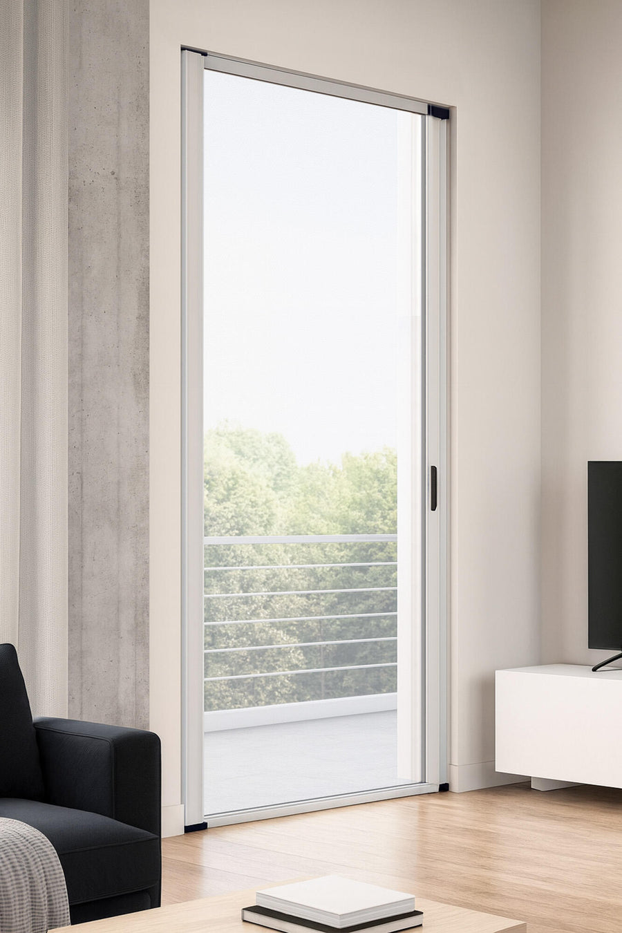 Zanzariera avvolgibile portafinestra in alluminio bianco 140x230cm con freno