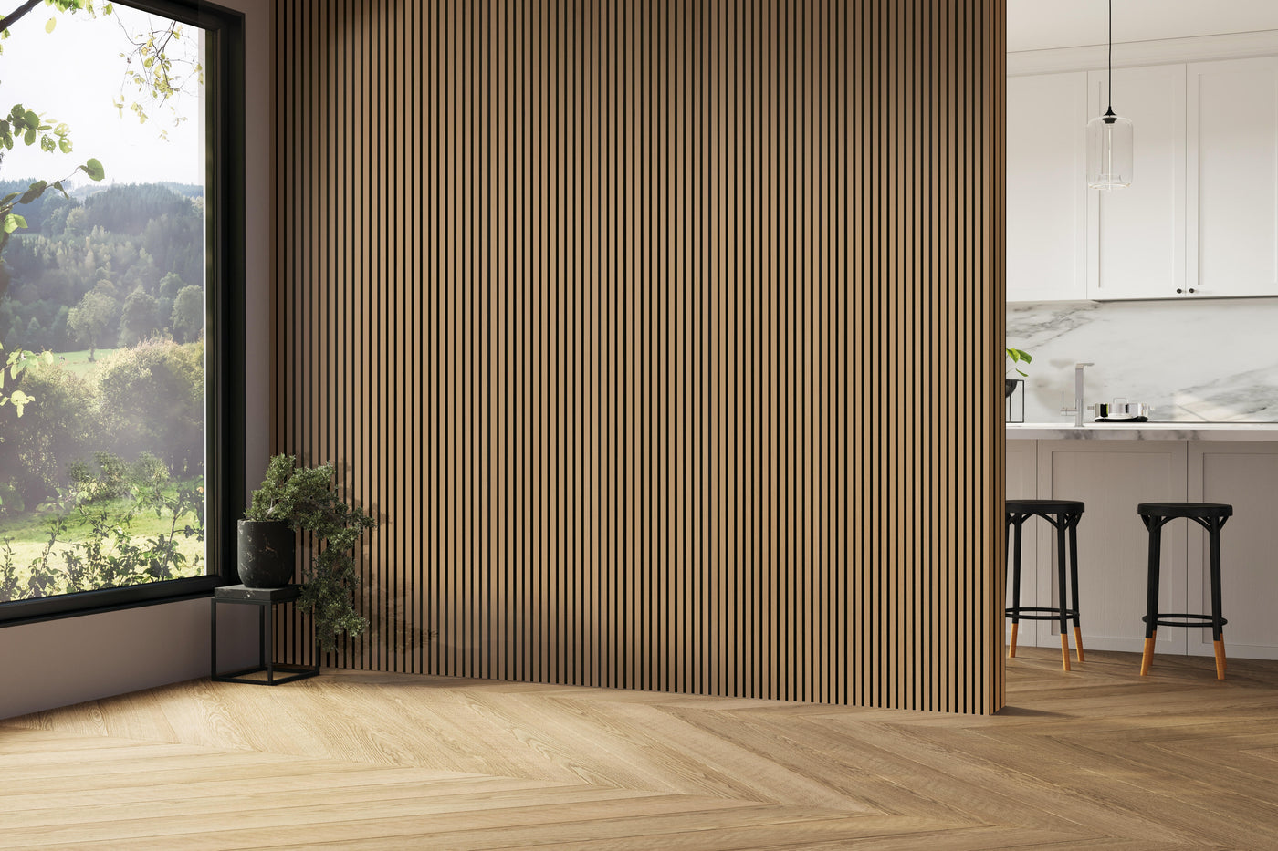 Quanti Fibrotech decorative sound-absorbing panel, oak, 244x52 cm, 18mm thick