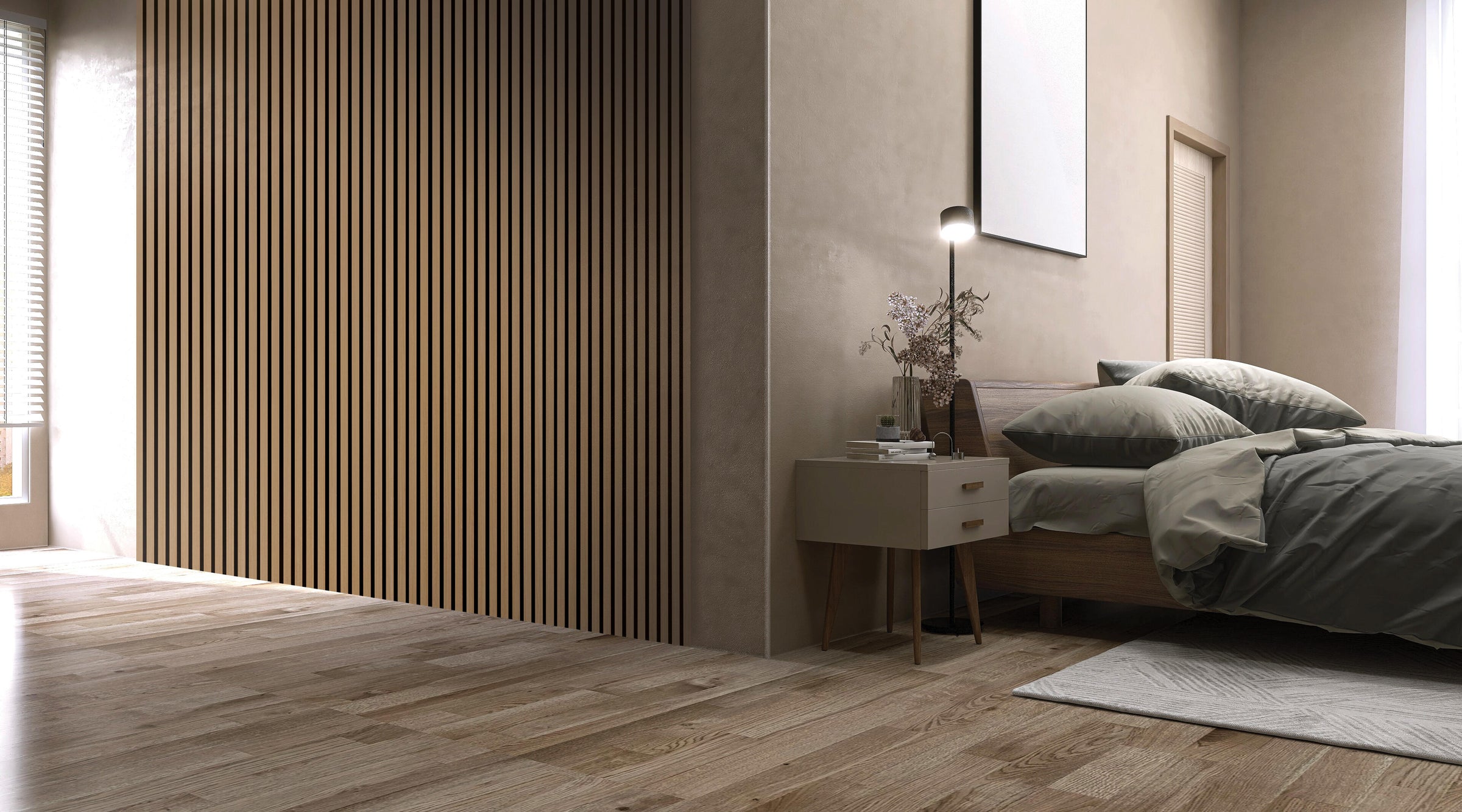 Quanti Fibrotech decorative sound-absorbing panel, oak, 244x52 cm, 18mm thick