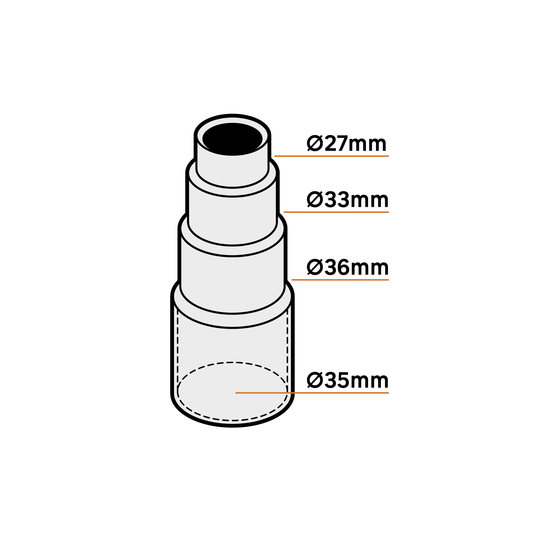 Dexter rubber adapter for power tools, diameters 27.33 and 26 mm