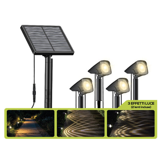 Set of 4 solar stake lights, H26 cm, warm light, 200lm, IP65