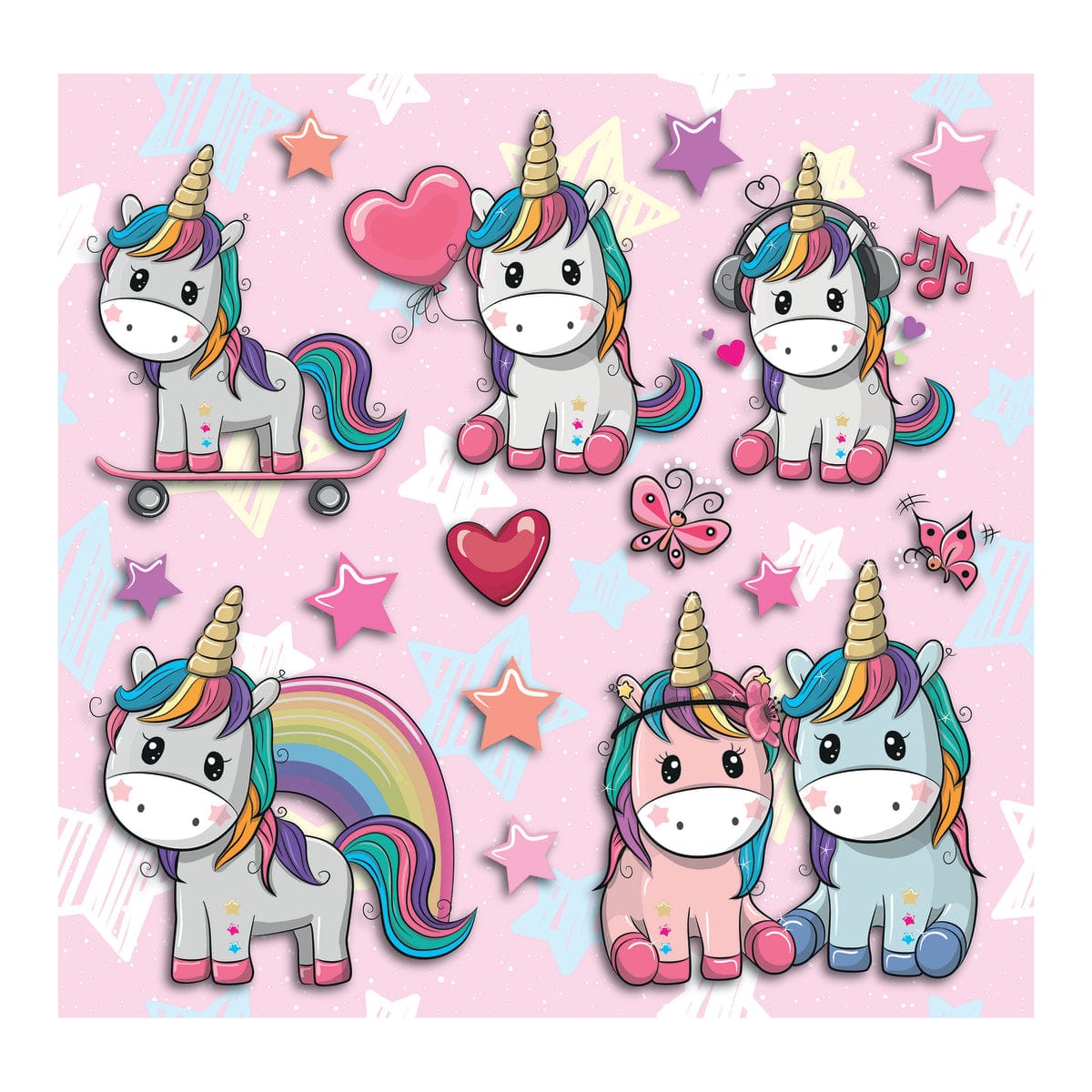 Bricocenter STICKER 3 LEVEL KIDS LOVELY UNICORN 30X30 CM