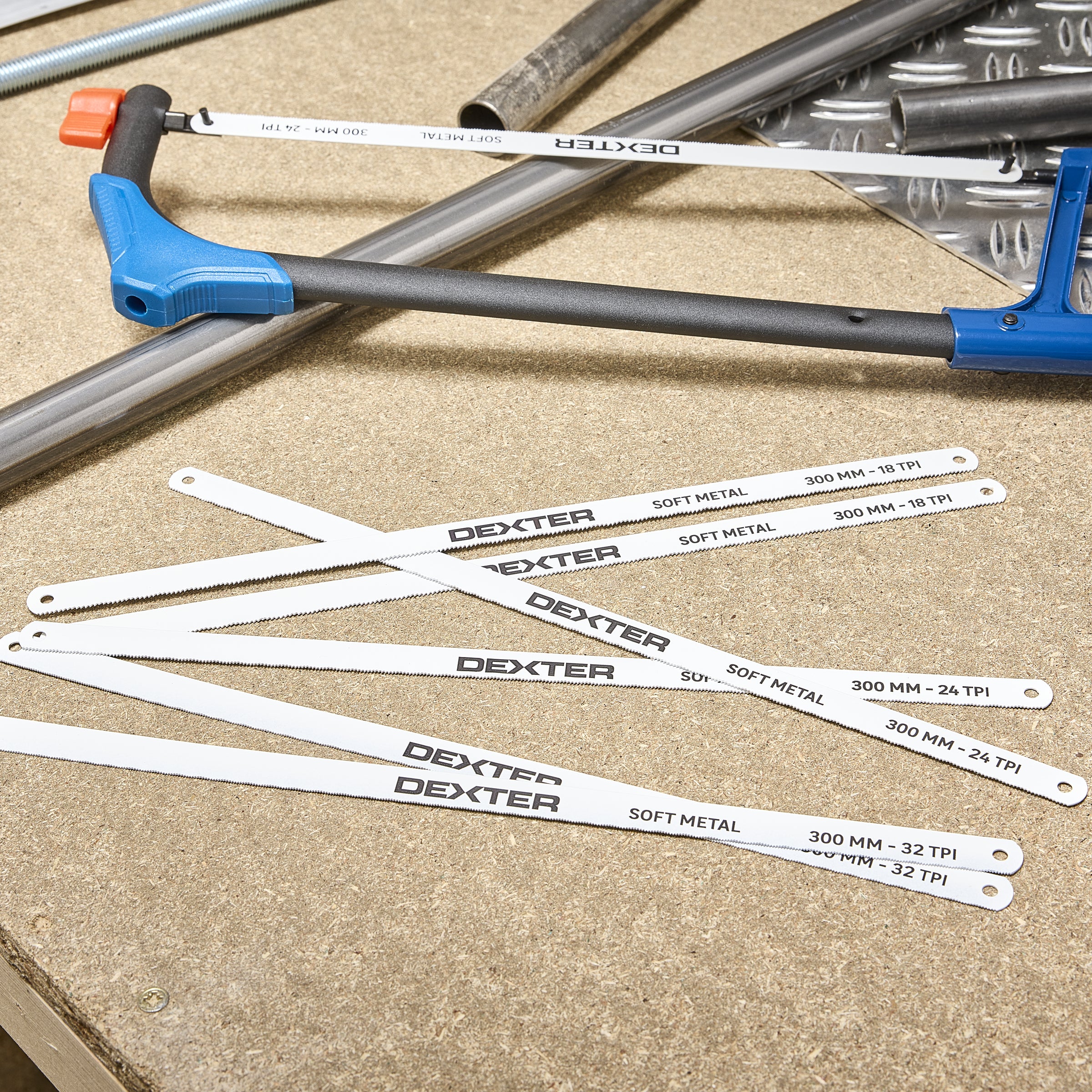 6 Dexter 300 mm replacement blades for metal-cutting saw frames, 18/24/32 tpi