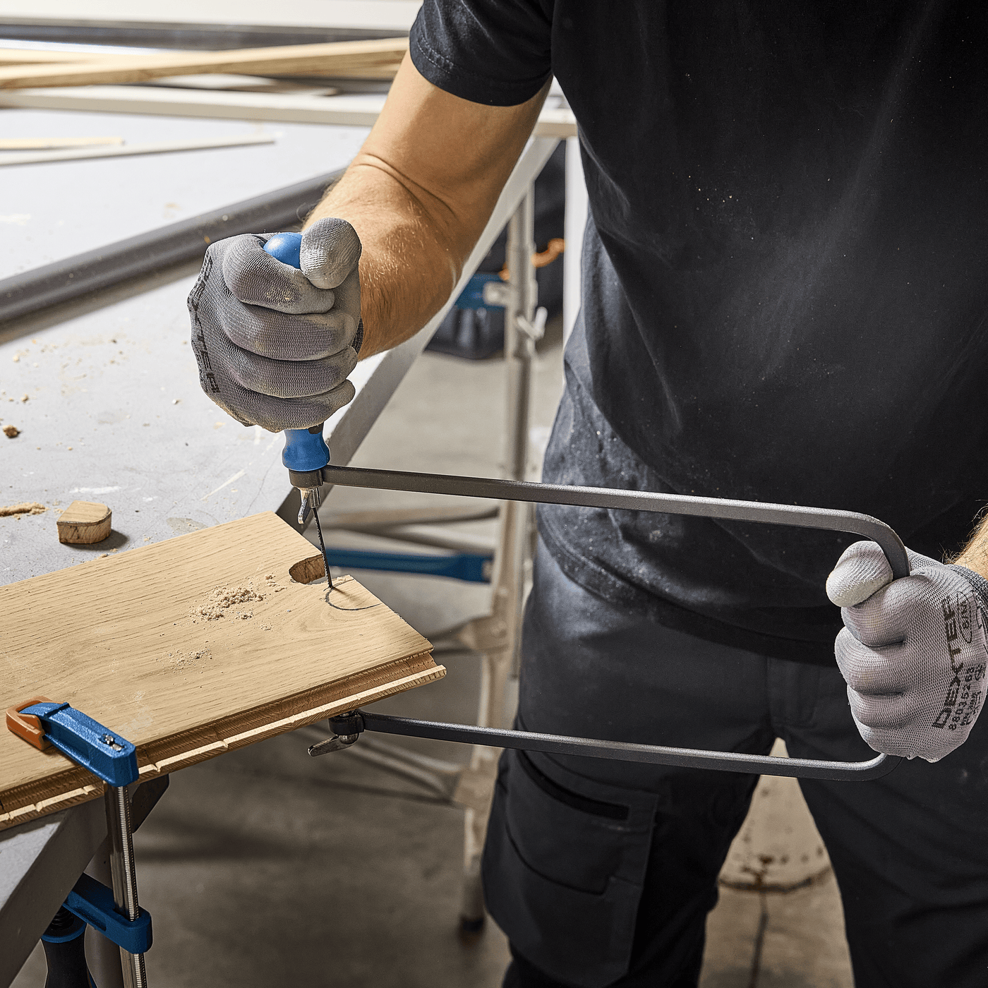 Dexter fretsaw frame, 130 mm, height 300 mm, for 14 tpi wood