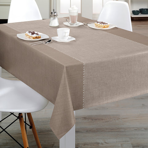 *140 cm beige Tex oilcloth tablecloth with non-woven backing