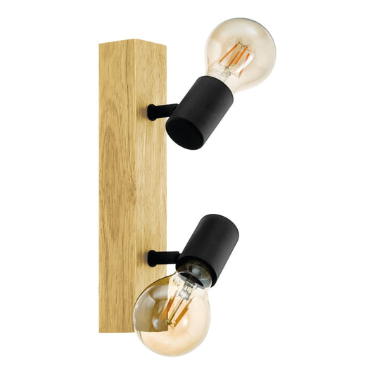 Bricocenter FARETTI TOWNSHEND LEGNO E METALLO NERO 2XE27=60W