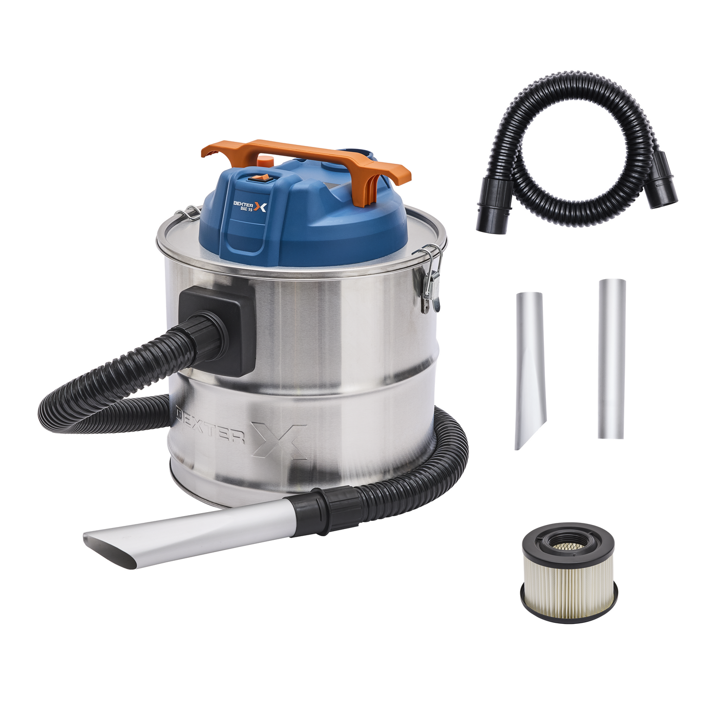 15-litre vacuum cleaner/ash extractor, Dexter 1100 W, with metal tank