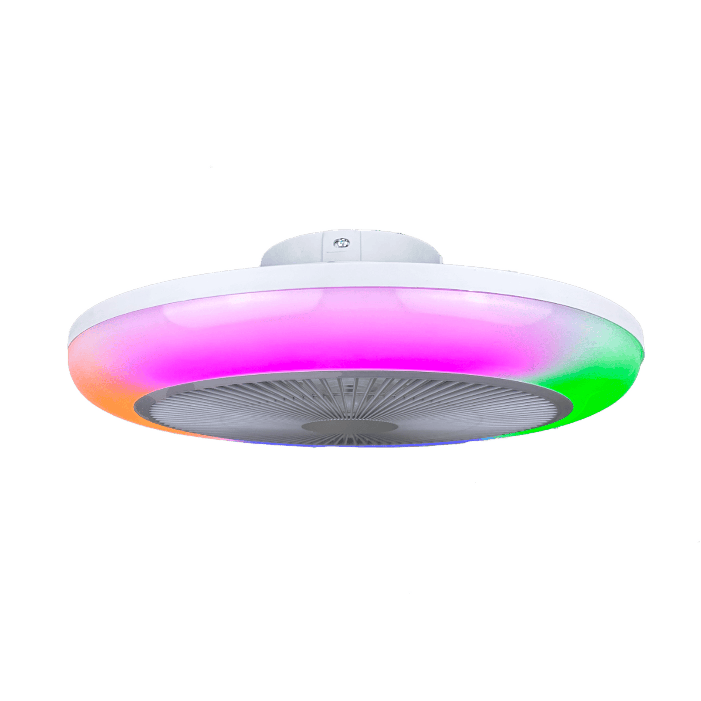 Patna ceiling light with fan, white plastic, D48 cm, LED 2300lm CCT dimmable RGBW