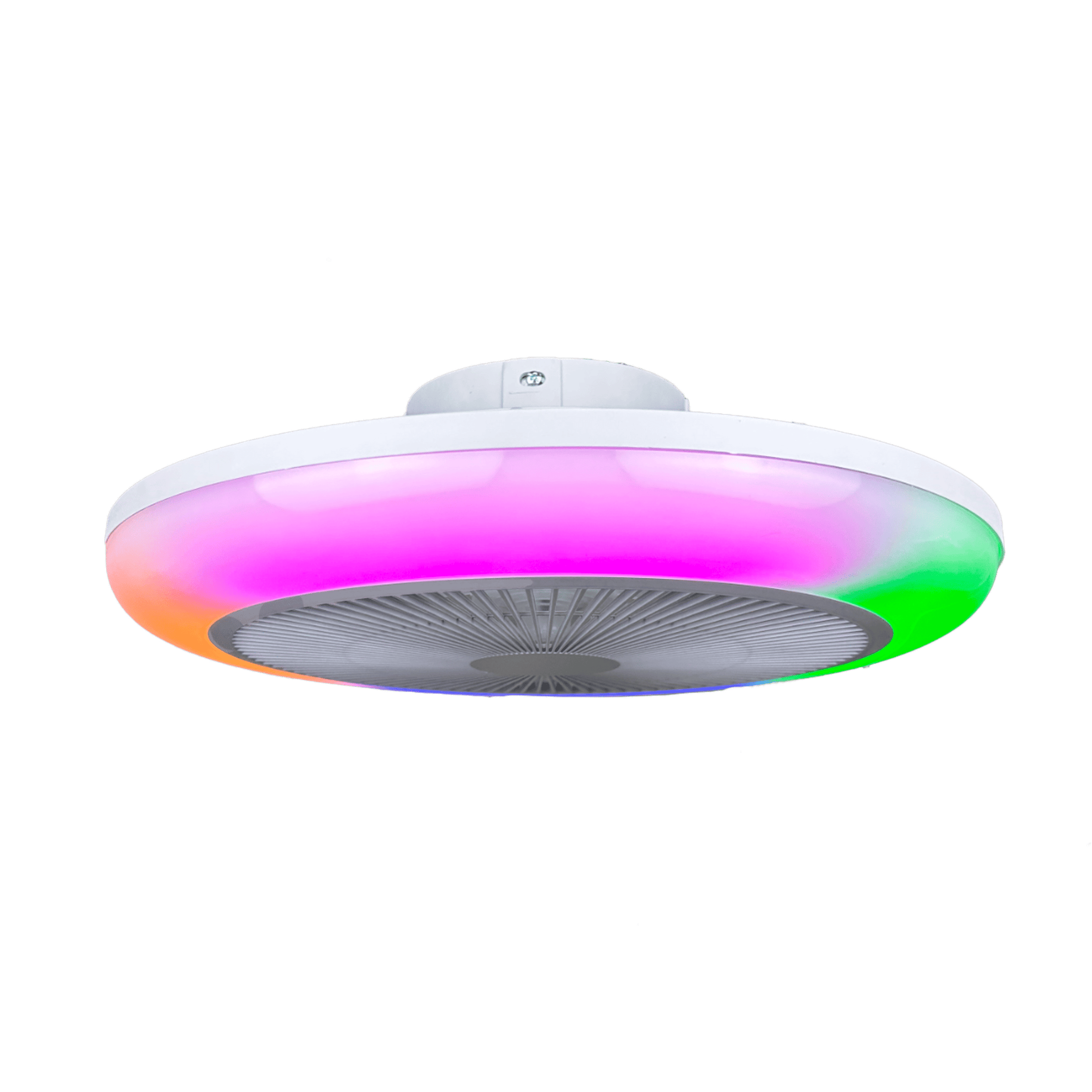 Patna ceiling light with fan, white plastic, D48 cm, LED 2300lm CCT dimmable RGBW