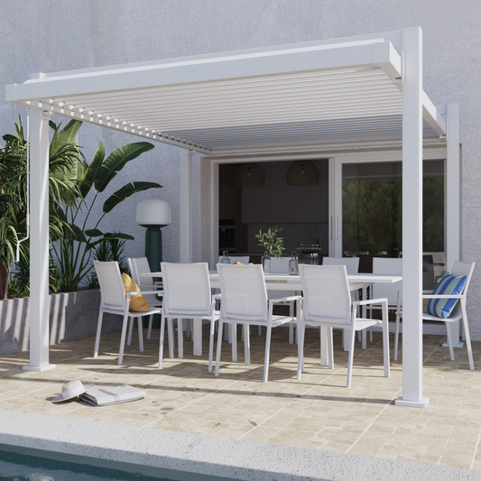 Clima Odyssea bioclimatic aluminium pergola, 320 x 358.5 cm, white Naterial
