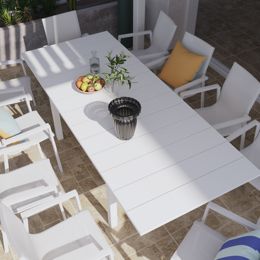 Odyssea table 188/244 x 100, all-white aluminium, Naterial
