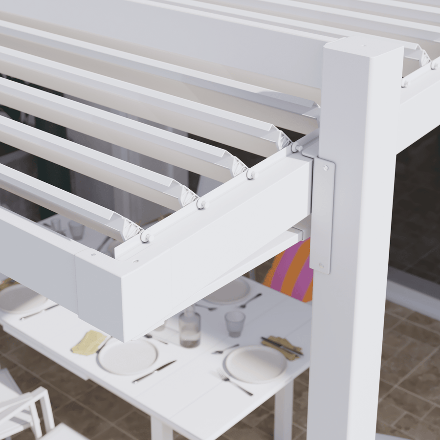 Clima Odyssea bioclimatic pergola in white Naterial aluminium, 319 x 380.5 cm
