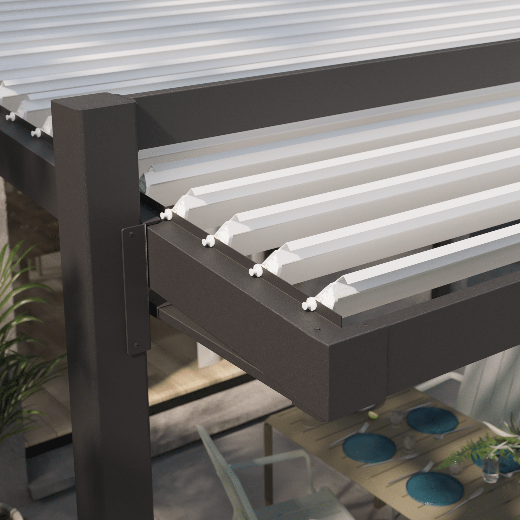 Odyssea bioclimatic aluminium lean-to pergola, 319 x 380.5 cm, anthracite, Naterial