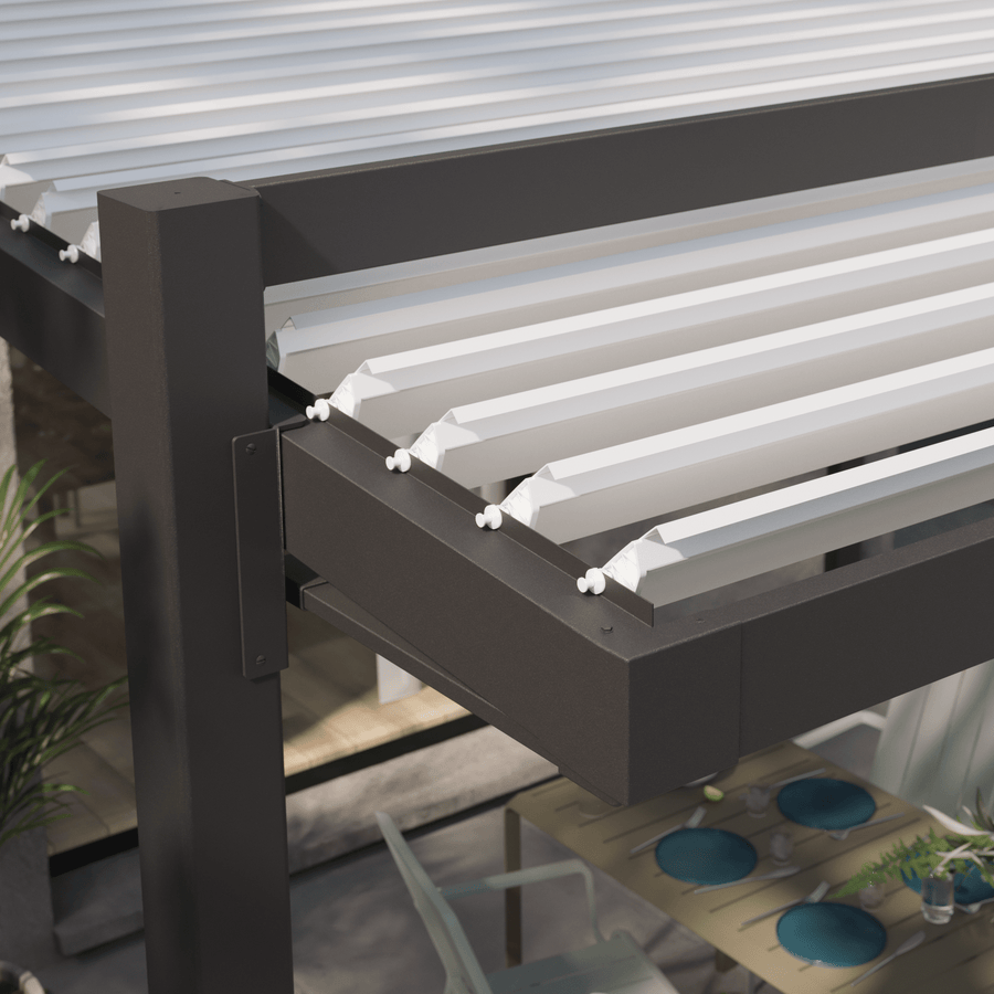 Odyssea bioclimatic aluminium lean-to pergola, 319 x 380.5 cm, anthracite, Naterial