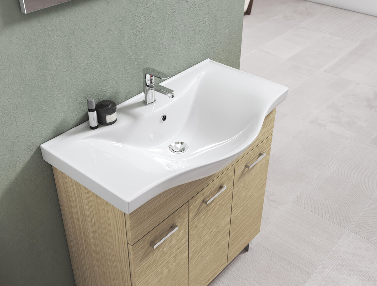Lima natural oak bathroom set, 80 cm, with LED-lit mirror