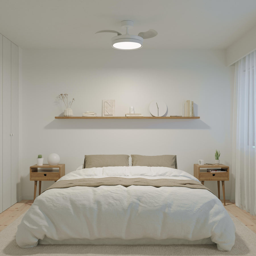 Plafoniera con ventilatore ipora acrilico bianco d91cm led 3000lm cctdim pale retrattili