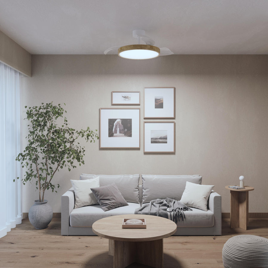 Plafoniera con ventilatore valam plastica bianco e legno naturale d 107cm led 4500lm cctdi
