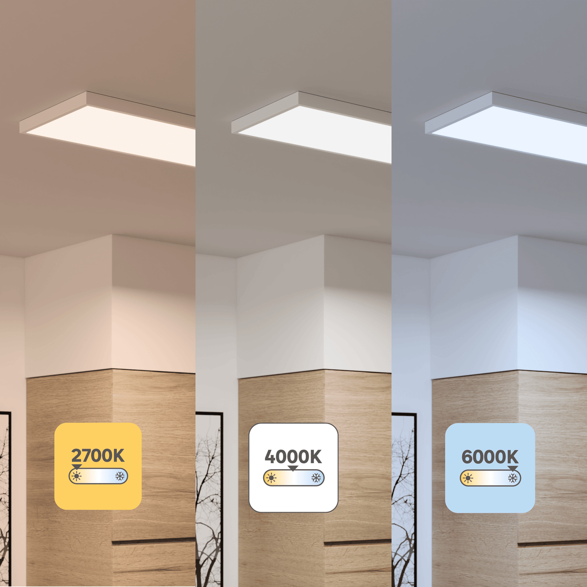 Gdansk white aluminium LED panel, 30 x 120 cm, 33.5 W, CCT, dimmable
