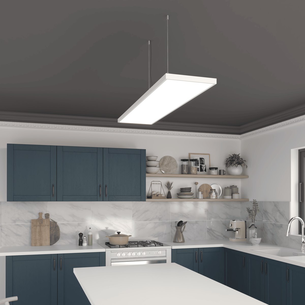 Gdansk white aluminium LED panel, 30 x 120 cm, 33.5 W, CCT, dimmable