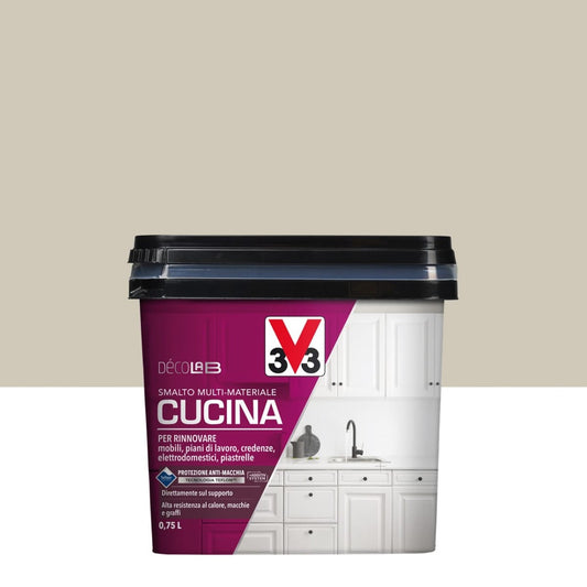 Bricocenter MULTIMATERIAL WATER GLAZE FOR KITCHEN GRAY CLAY MATTE V33 750 ML