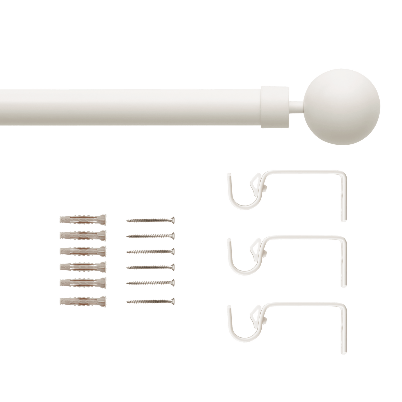 Metal ball re-hanging kit, matt white, d16/19, 210–385 cm